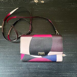 Kate Spade Laurel Way Geo Spotlight Crossbody Pink Purple Blue Wallet Clutch